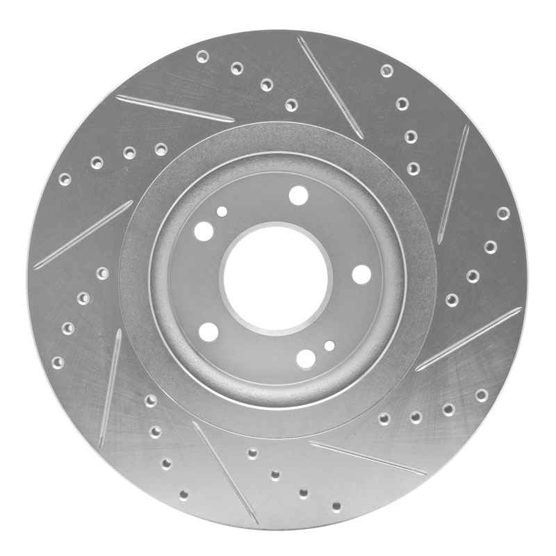 Kia Sedona Brake Rotor (1) - Front Left - R1 Concepts - Drilled & Slotted - Silver - `15-`21